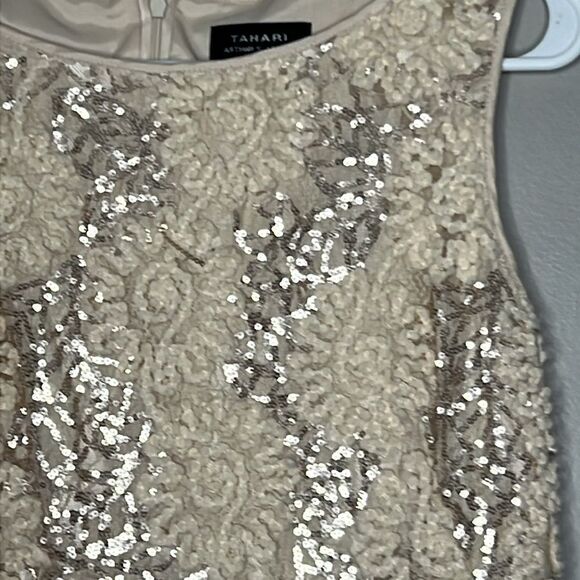 Tahari women's gold cream dress size 6 - Picture 3 of 16